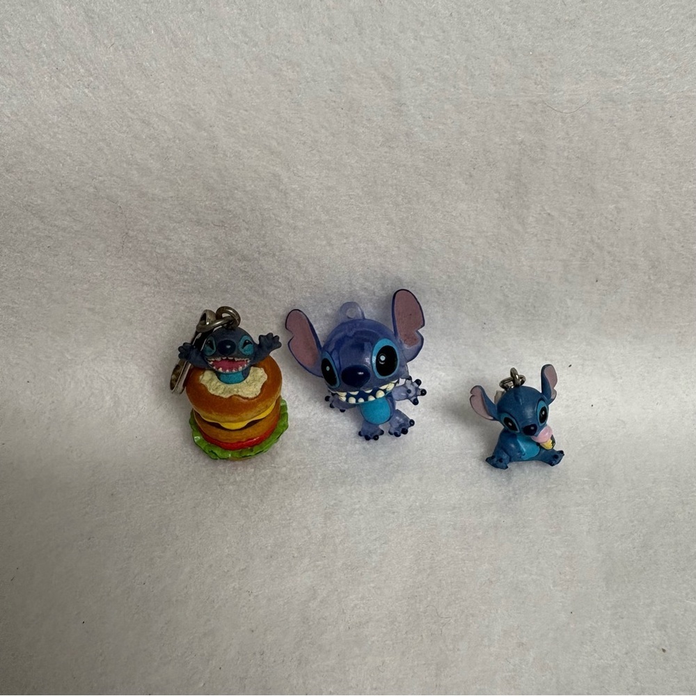 Set of 3 STITCH Charms Burger Ice Cream Disney Japan Gachapon